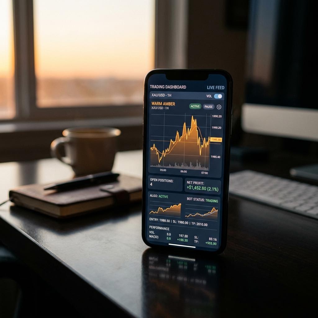 Tableau de bord de trading Gallion GPT sur mobile